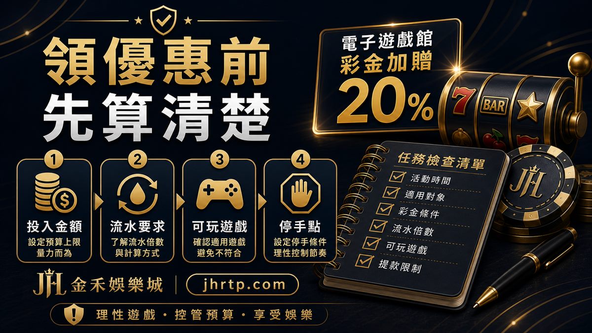 領優惠前先算投入金額、流水要求、可玩遊戲與停手點